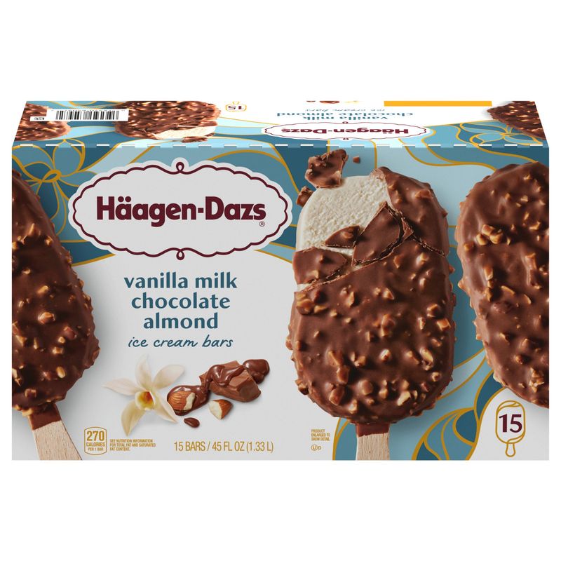 Haagen Dazs Vanilla Milk Chocolate Almond Bars 15/3 oz