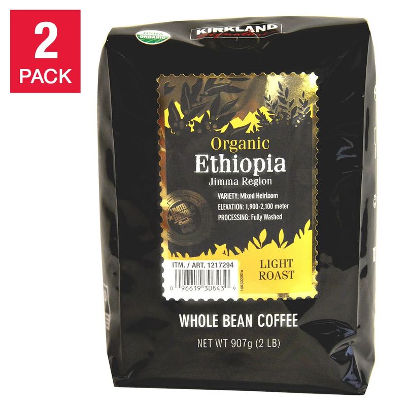 Kirkland Signature Organic Ethiopian Whole Bean 2 Pound Bag
