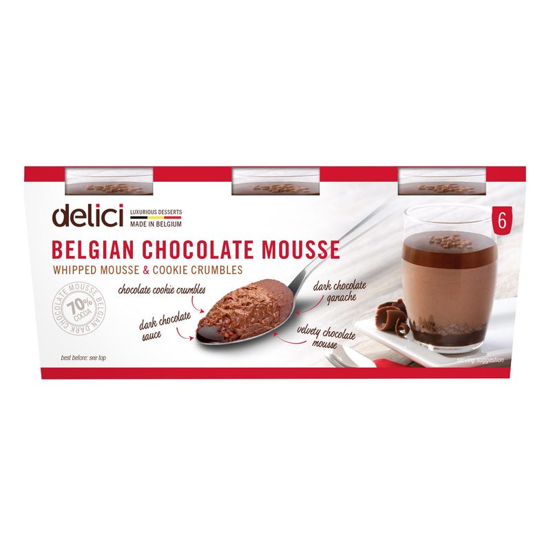 Delici Chocolate Mousse 6/2.68 Ounce Cups