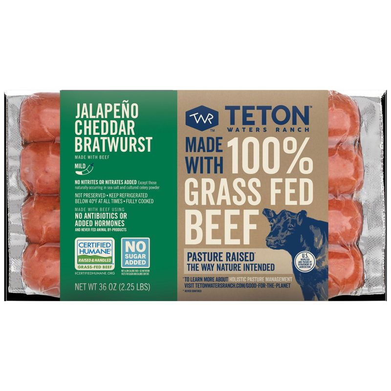 Teton Waters Ranch Beef Jalapeno Cheddar Bratwurst 36 oz