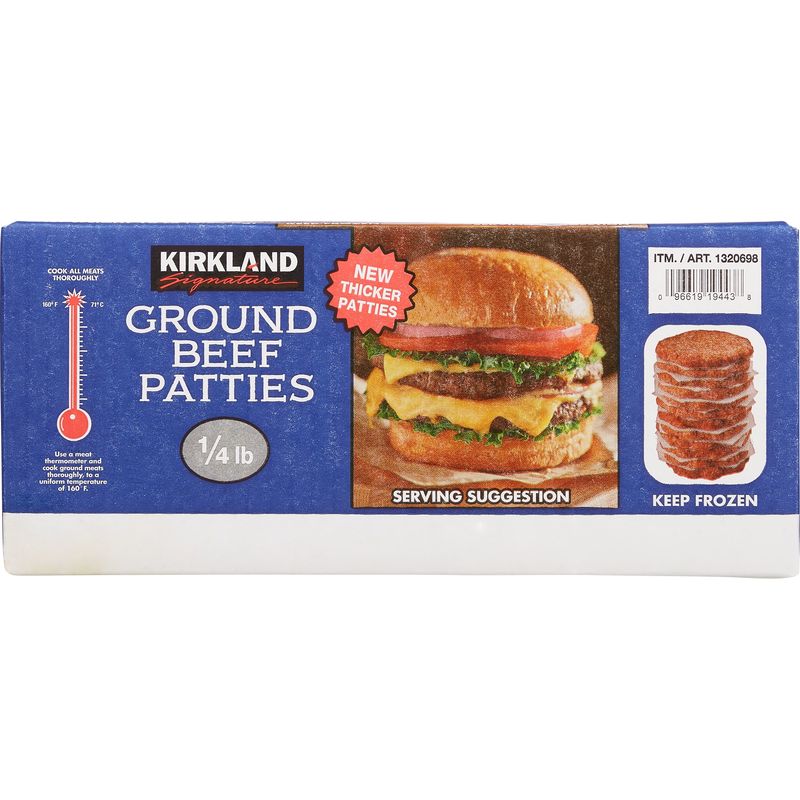 Kirkland Signature 1/4 lb Ground Beef Patties 10 lb Box