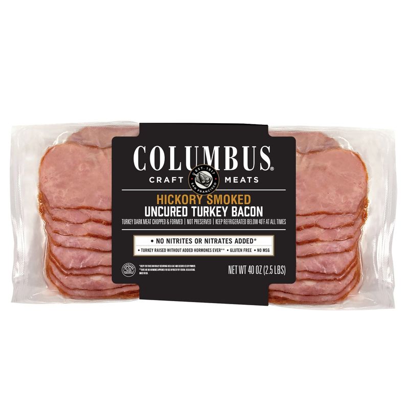 Columbus Smoked Uncured Turkey Bacon 4/10 oz (2.5 Lb)