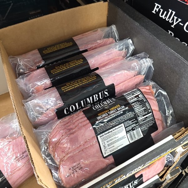 Columbus Smoked Uncured Turkey Bacon 4/10 oz (2.5 Lb)