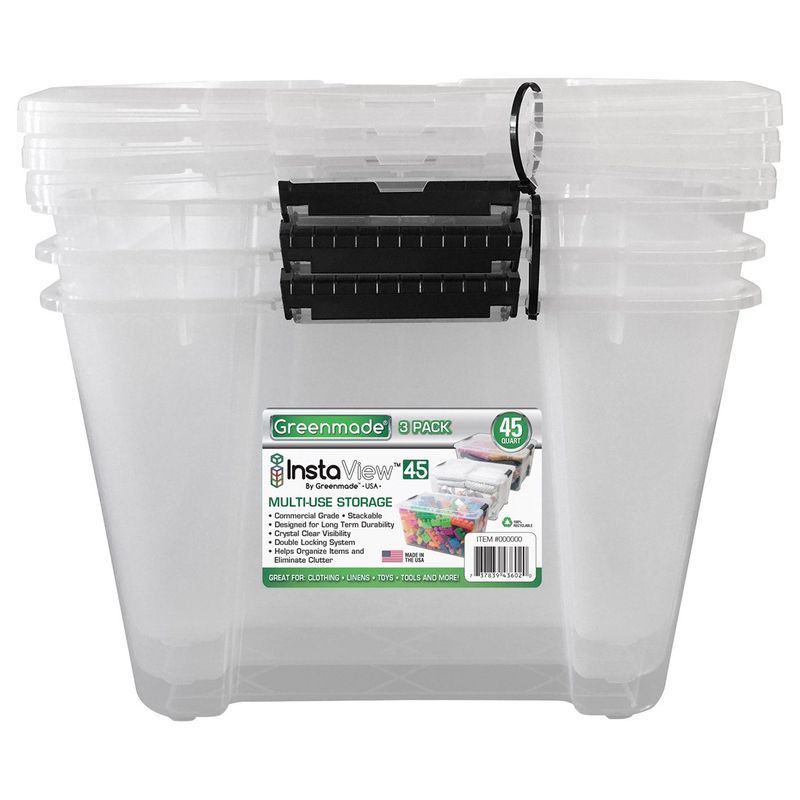 Greenmade Instaview Storage Bin 45qt / 3 ct