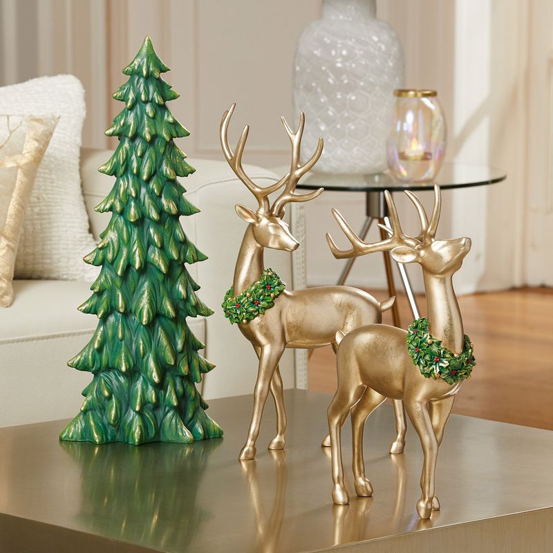 Holiday Deer With Tree Set Of 3