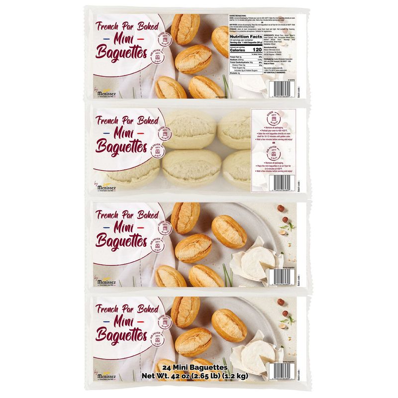 Menissez Stone Oven Half Baked French Roll 24 Count Pack