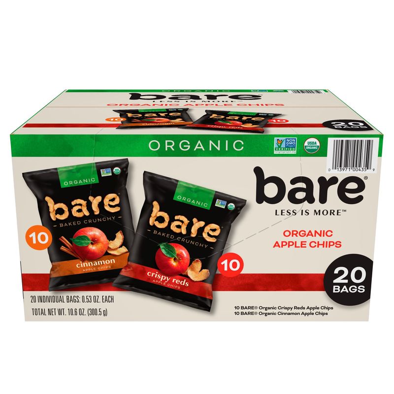 Organic Bare Apple Chips 20 Count 0.6 Ounces Ea