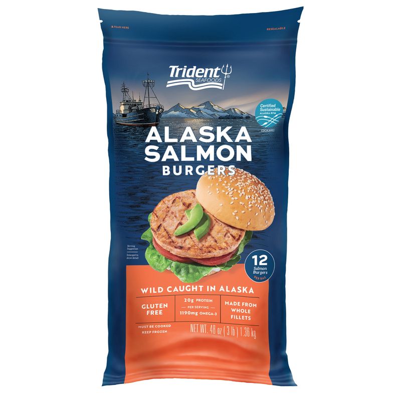 Trident Wild Caught Alaska Salmon Burgers 3 lb Bag