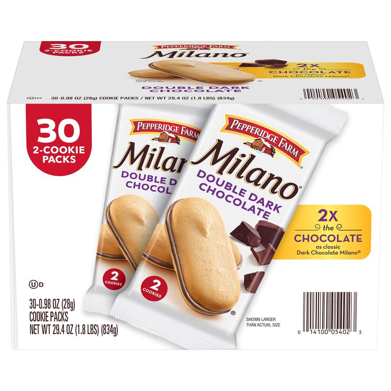 Pepperidge Farm Milano Dark Chocolate 30 Pack .98 Ounces Ea