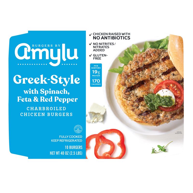 Amylu Greek Style Chicken Burgers 10 ct (2.5 Lbs)