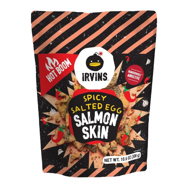 Irvins Hot Boom Salted Egg Salmon Skin 10.6 Ounces