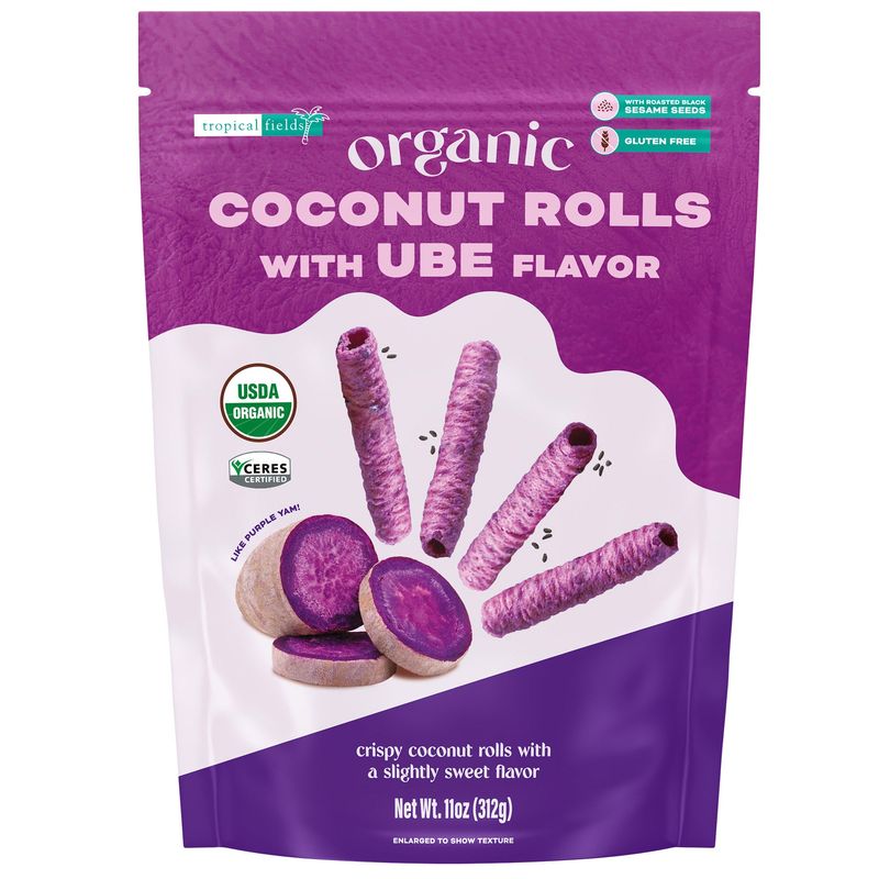 Tropical Fields Organic Coconut Rolls Ube Flavor 11 Ounce