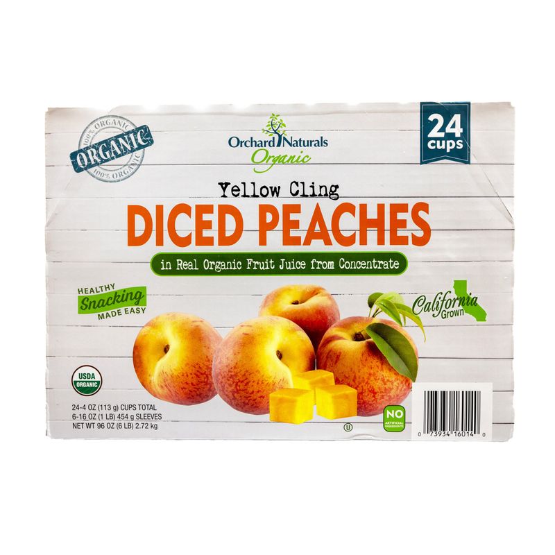 Org Orchard Naturals Diced Peach Cups 24/4 oz