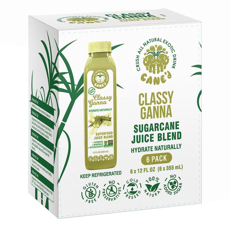 Cane'D Sugarcane Juice 6 Count 12 Ounce Each