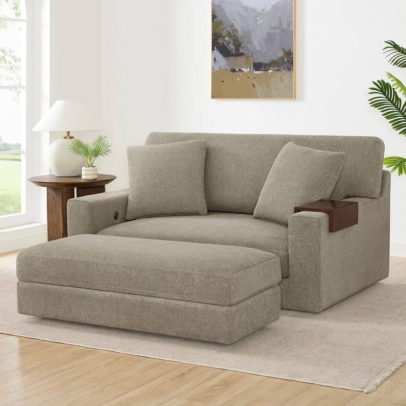 Thomasville Gilroy Fabric Oversized Chair With Storage Ottoman
