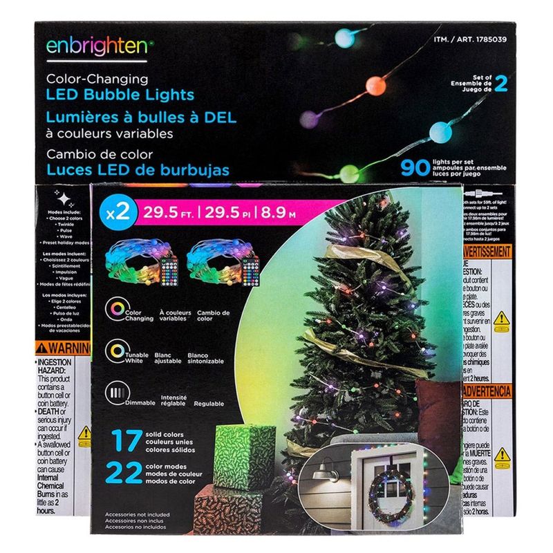 Enbrighten Bubble Light Strings 180 Count