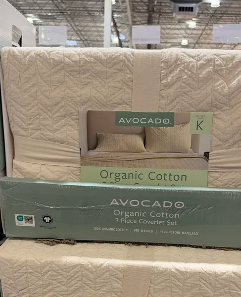 Avocado Coverlet Set Organic Cotton Percale 3 PC King