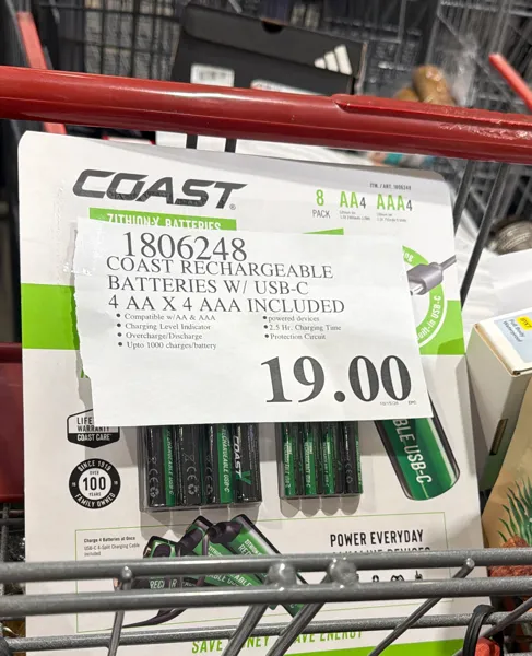 Coast Rechargeable Batteries W/ Usb-C 4 AA X 4 AAA Included