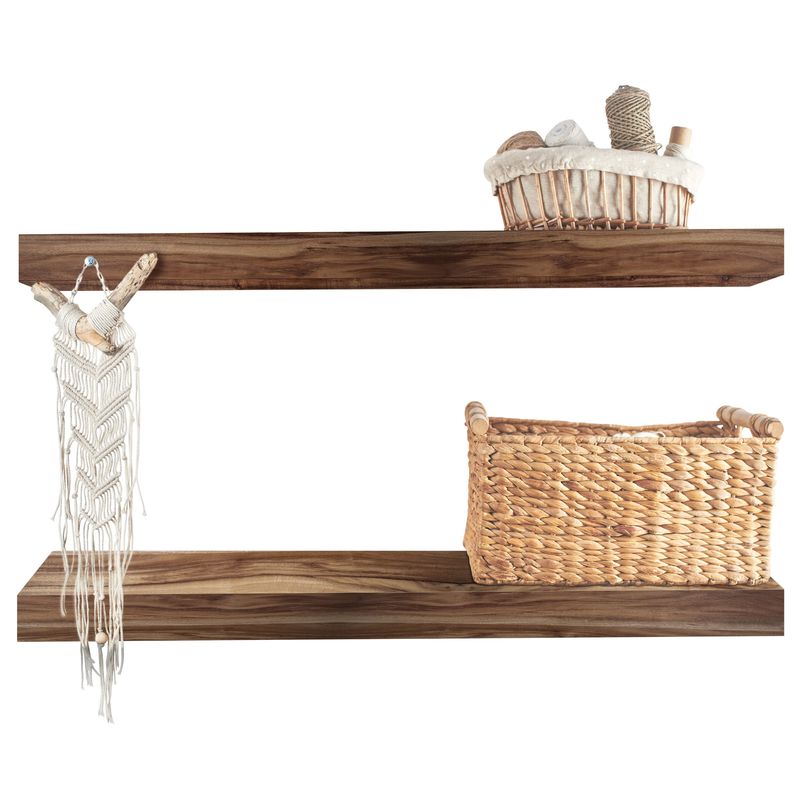 Acacia Floating Wood Shelves 2-Pack