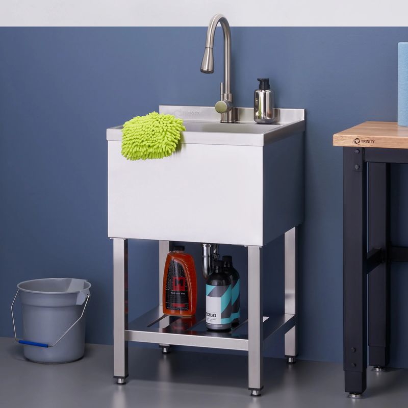 Trinity Utility Sink W/Pull-Out Faucet And Sink Grid