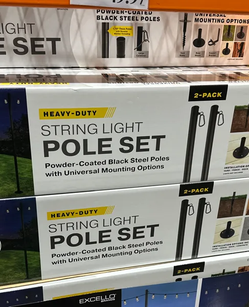 Excello 10 ft String Light Pole 2pk