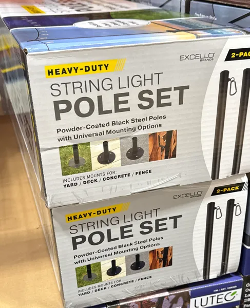 Excello 10 ft String Light Pole 2pk