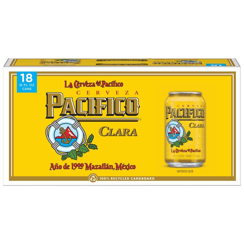 Cerveza Pacifico Clara Lager 18/12 oz Cans