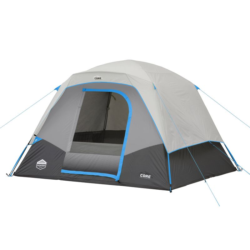Core 6p Lighted Dome Tent With Half-Fly