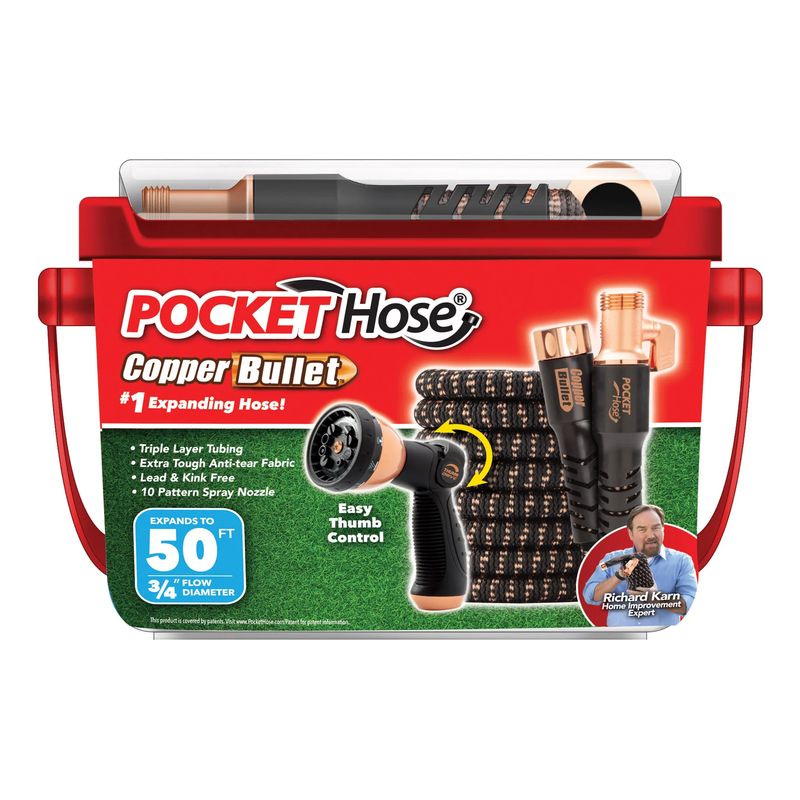 Pocket Hose Copper Bullet 50ft Hose W/ Nozzle