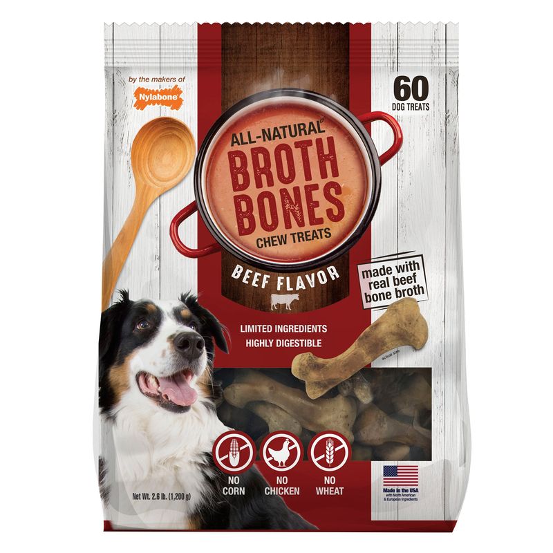 Nylabone Broth Bones Chew Treat Beef Flavor 60 ct