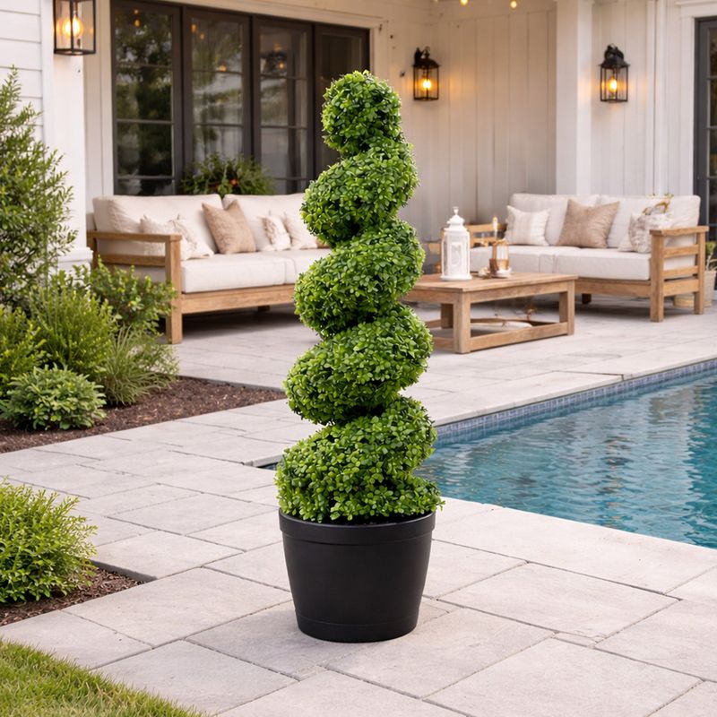 Nearly Natural 4' Spiral Boxwood Topiary