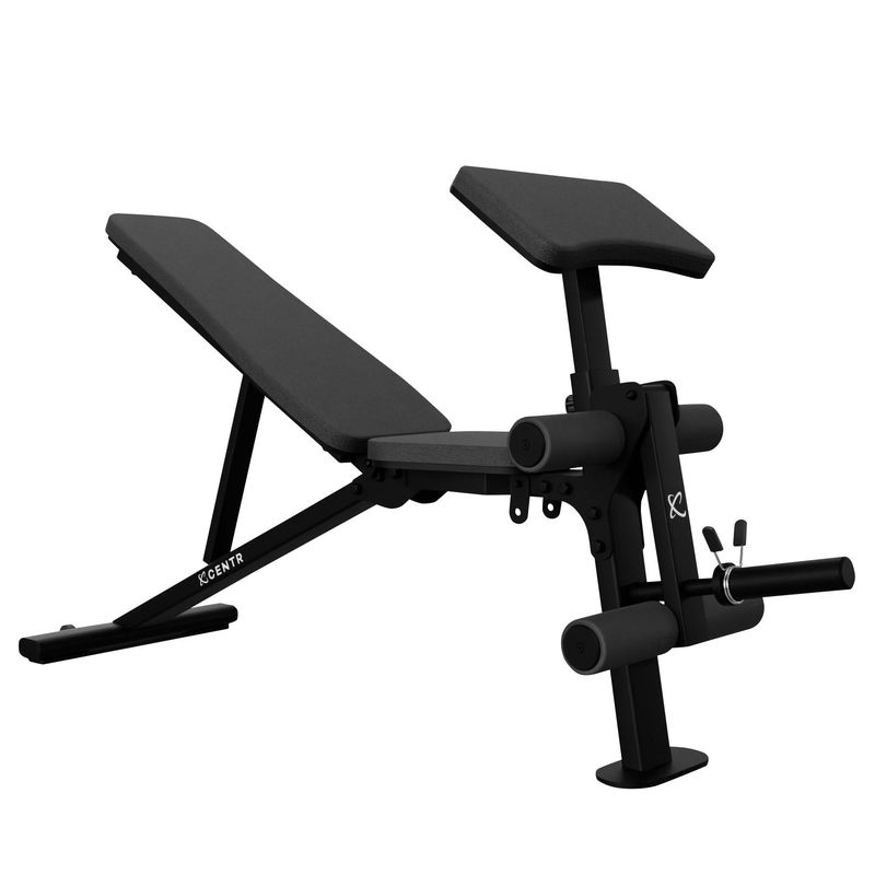 Centr Adjustable Bench W/ Leg Extension & Preacher Curl Attch