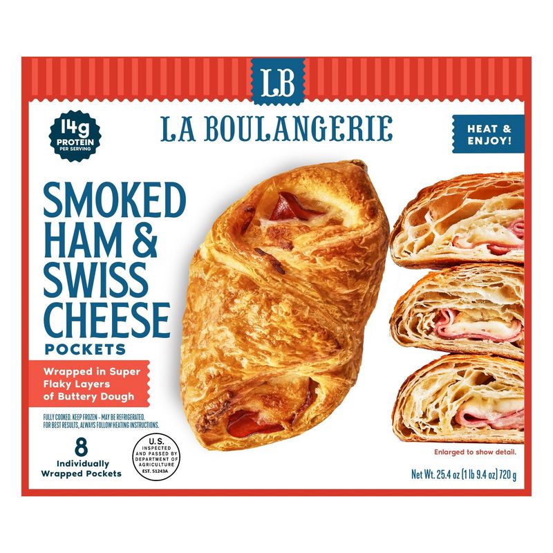 La Boulangerie Ham And Cheese Croissant Pocket 8ct