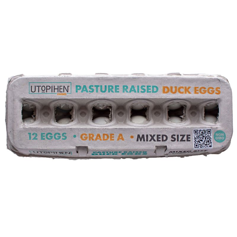Utopihen Duck Eggs Pasture Raised Mixed Size (1dz)