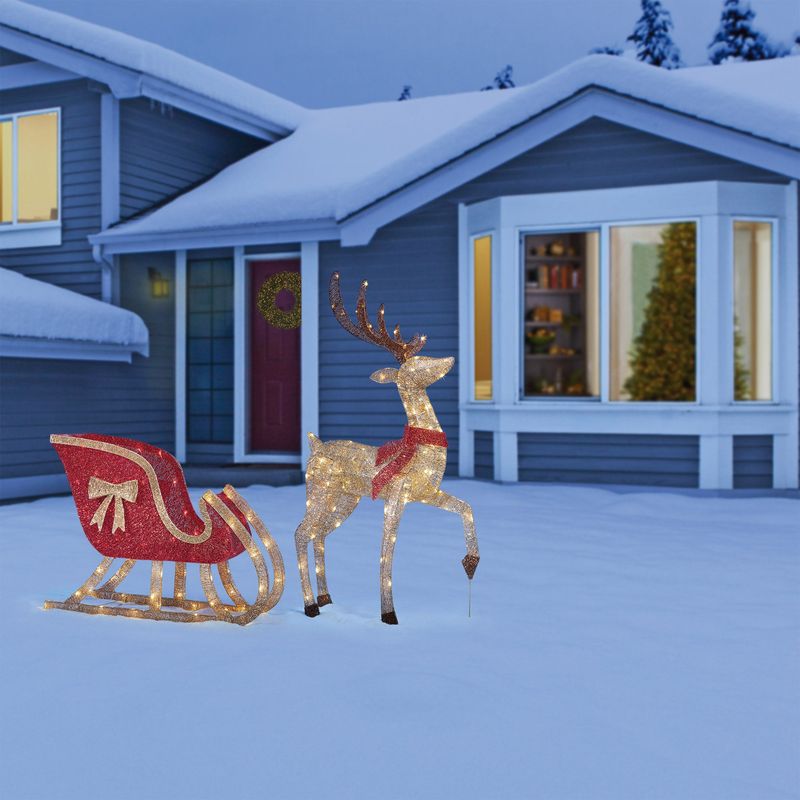 Deer And Sleigh Set 200 LED Lights