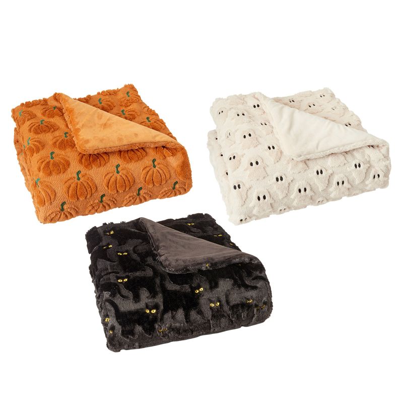 Halloween Embroidered Faux Fur 60¨x70¨ Throw