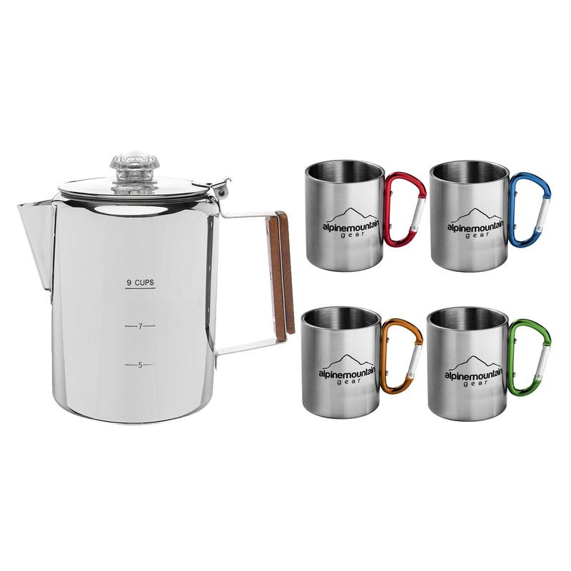 Alpine Mountain Gear Stainless Steel Percolator & Mug Set
