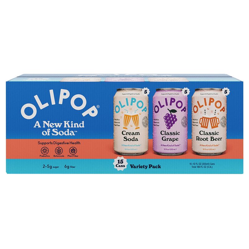 Olipop Prebiotic Soda Variety Pack 15/12 Ounce Cans