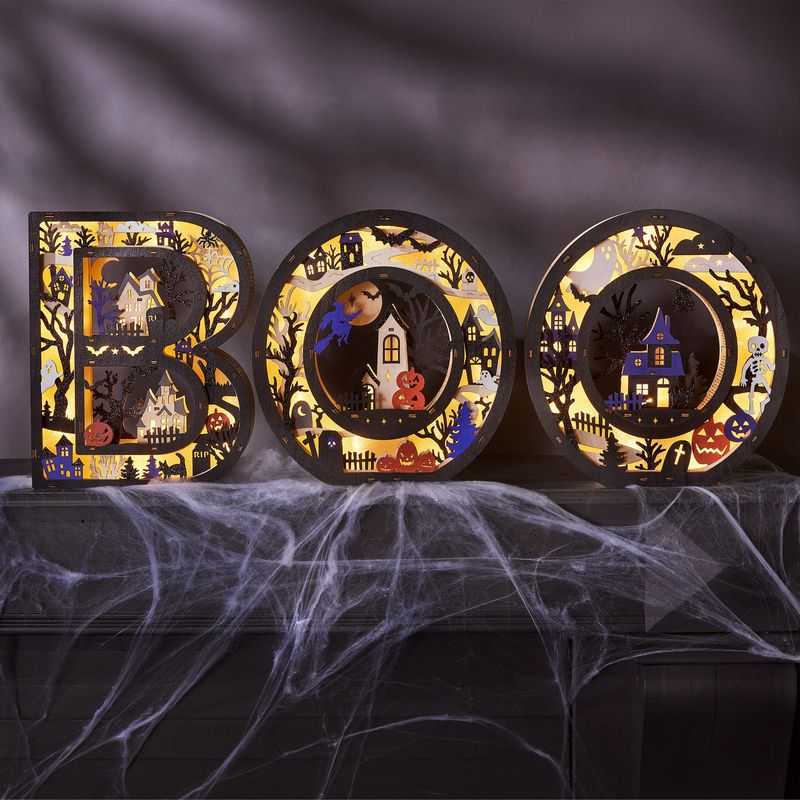 Boo Wood Letters With LED Lights Set Of 3