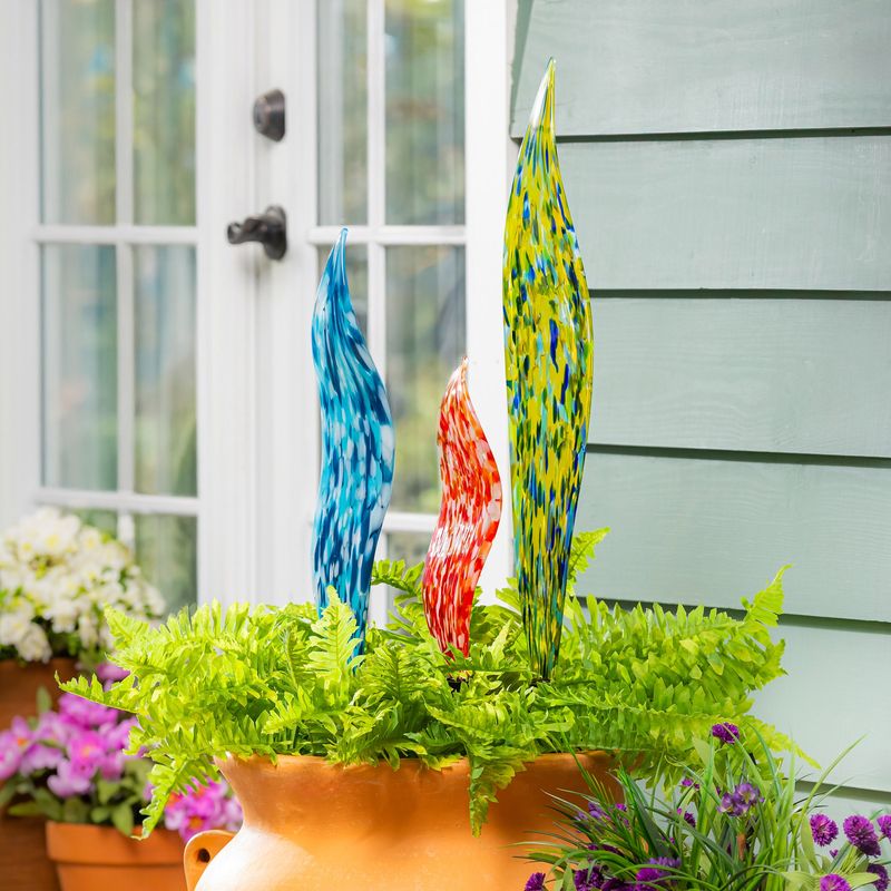 Glass Garden Stakes 3pk