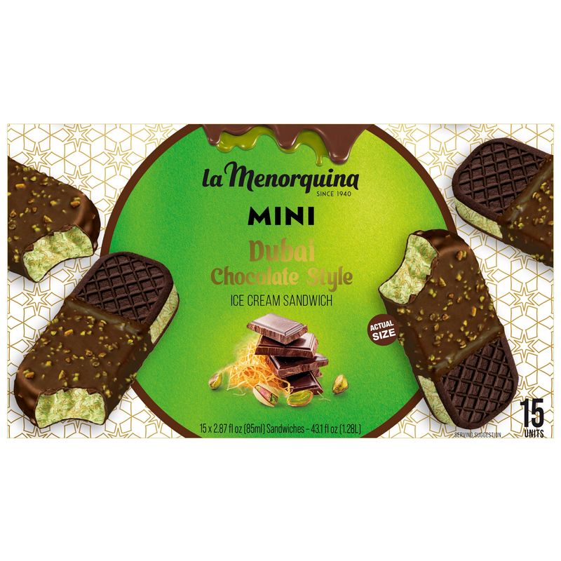 La Menorquina Dubai Choc Icecrm Bars 15/1.94 fl oz (0.9 Qt)