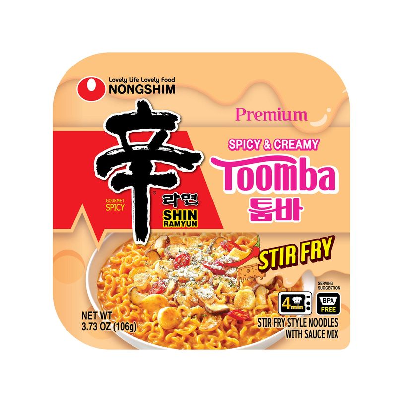 Nong Shim Toomba Stir Fry Spicy & Cream 6 Pack 3.73 Ounces Ea