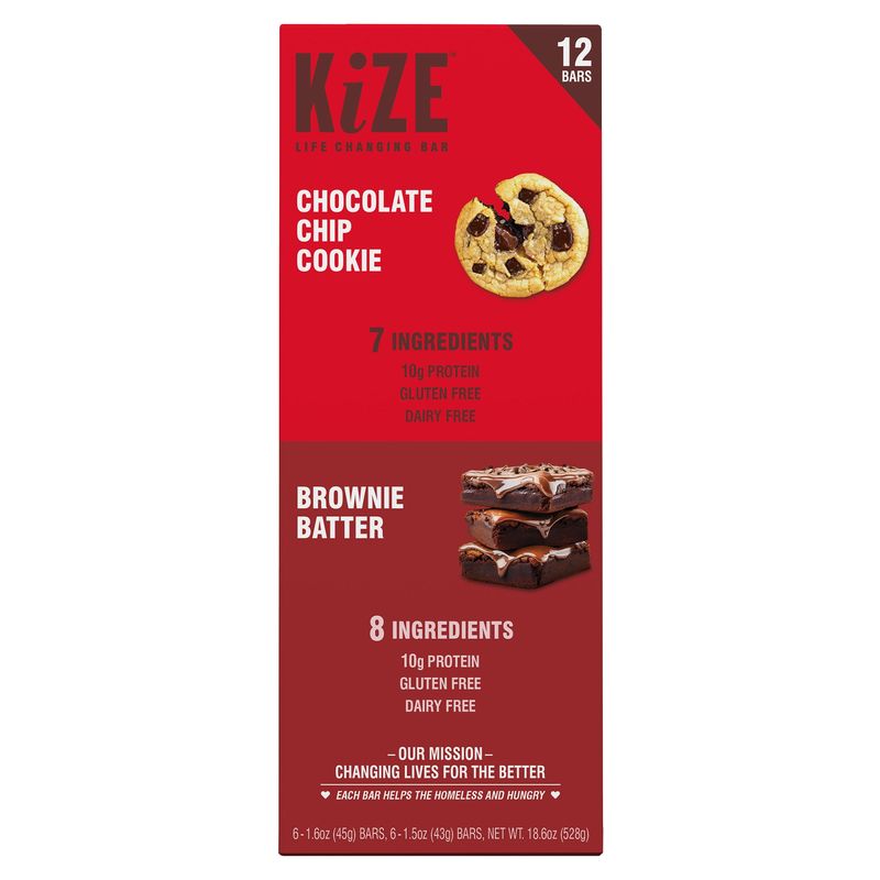 Kize Brownie And Chocolate Chip Bars 12 Bars 1.5 Ounces Ea