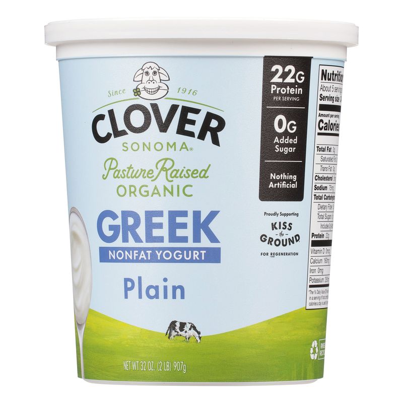 Organic Clover Non Fat Greek Yogurt 32 Ounces