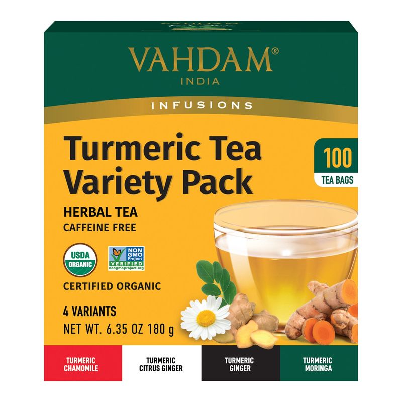 Vadham Organic Turmeric Tea Variety 100 ct