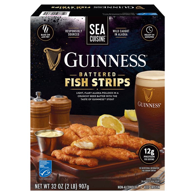 Sea Cuisine Guinness Battered Fish Strip 2 Pound Box