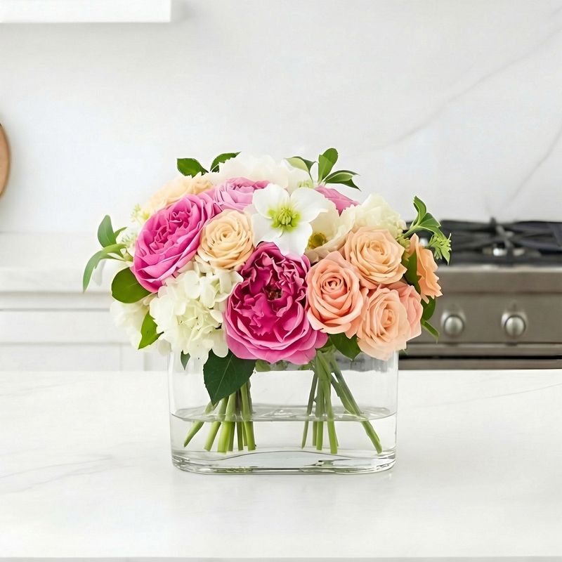 Nearly Natural Faux 10¨ Mixed Rose & Hydrangea Arrangement