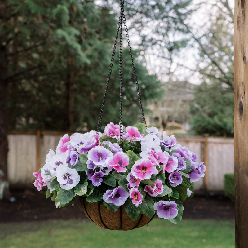 Cgh Faux UV Resistant Pansy Hanging Basket