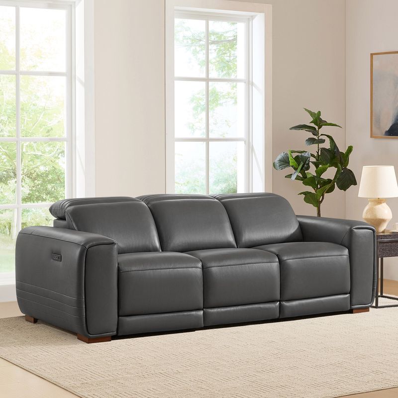 Aiden & Ivy Karson Leather Power Sofa W/ Power Headrest