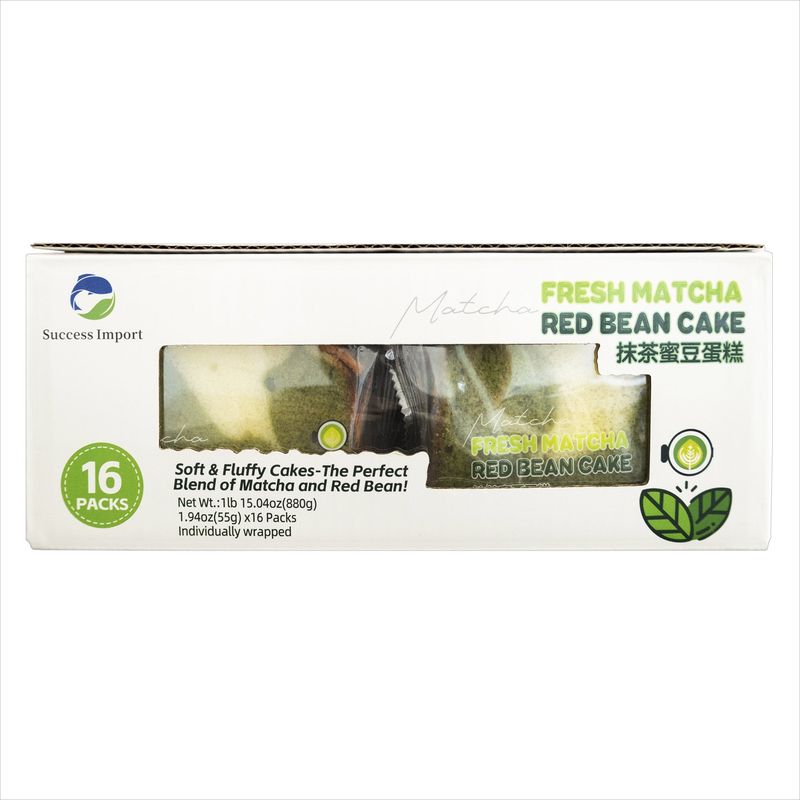 Success Import Matcha Red Bean Cake 16 Pack 1.94 Ounces Ea